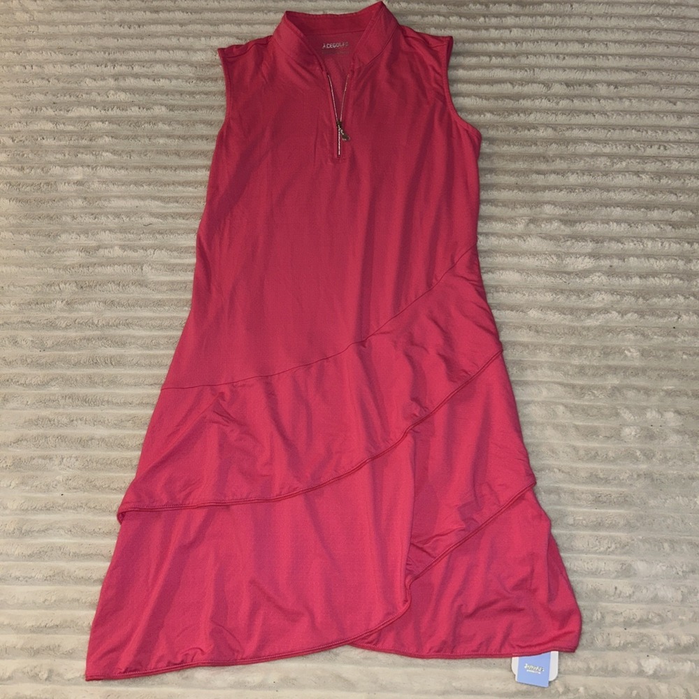 Cegolfs Sleeveless Golf Dress S Half Zip Stretch Pink ATHLETIC Pockets UPF+ NWT